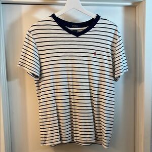 Polo by Ralph Lauren White and Blue Short Sleeve Tee
